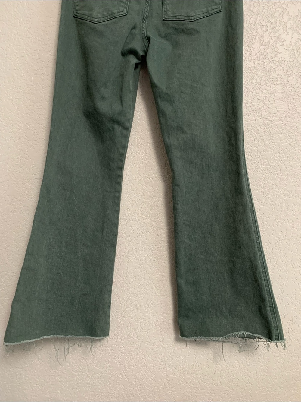 Veronica Beard Jeans Womens 28 Carson Ankle Flare High Rise Raw Hem Green Preppy - Picture 8 of 11